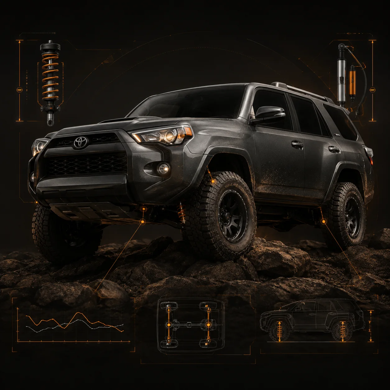 Toyota 4Runner suspension setup on uneven terrain