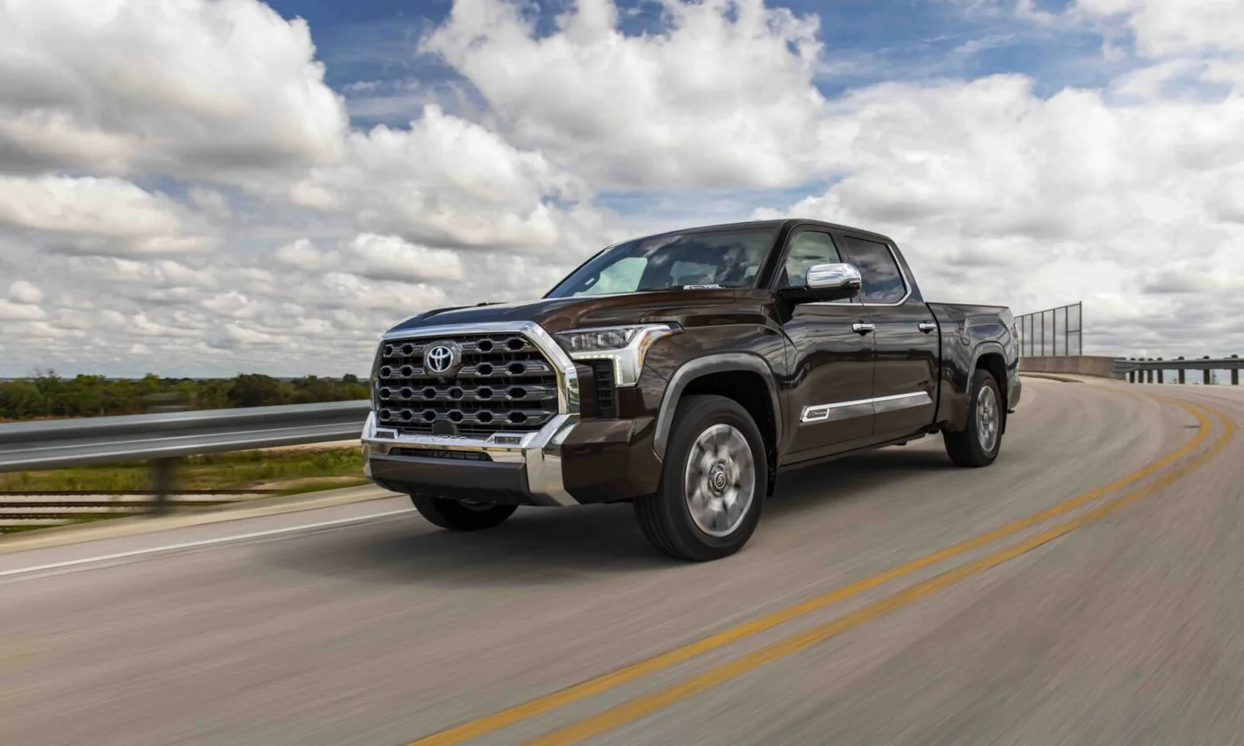 Stock third-generation Toyota Tundra 1794 Edition driving on a road