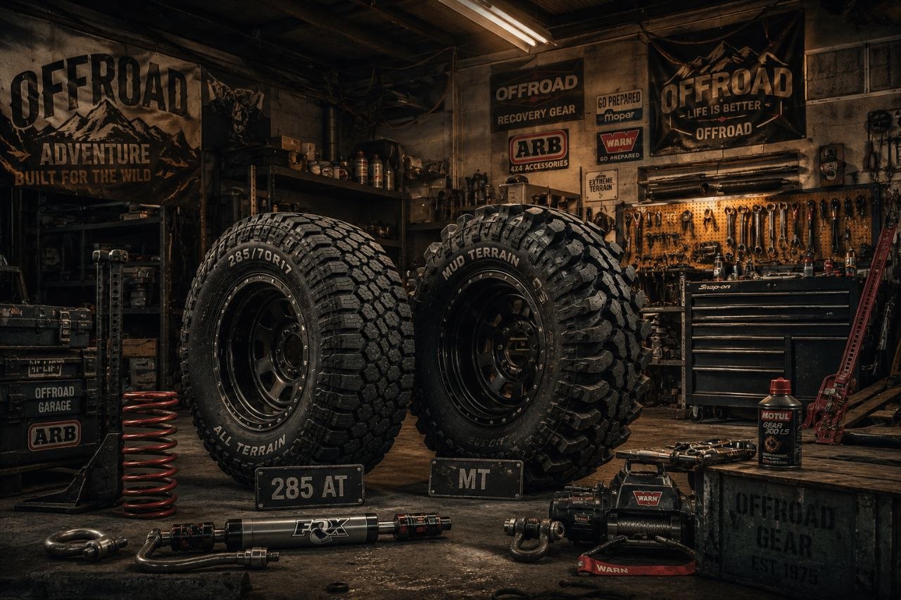 Modified off-road SUV on a forest trail